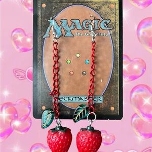 Red Strawberry Chain Earrings